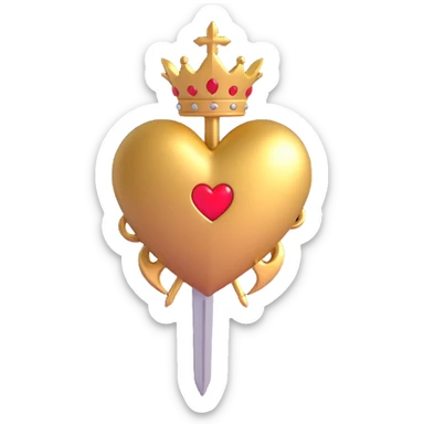 golden heart pierced by a golden dagger, dramatic lighting sticker