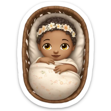 Light skin newborn in boho cradle sticker