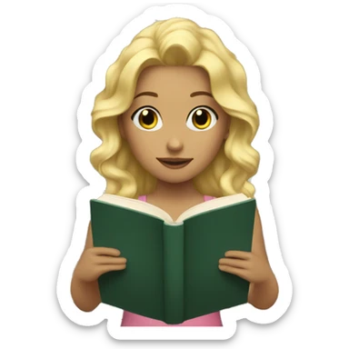 Blonde girl with wave hair reading a book sticker