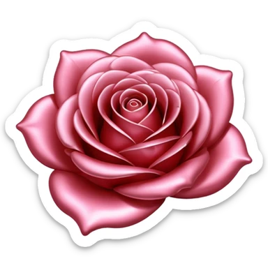 A rose emoji made of liquid silver metal minimalistic iOS emoji style, centered sticker