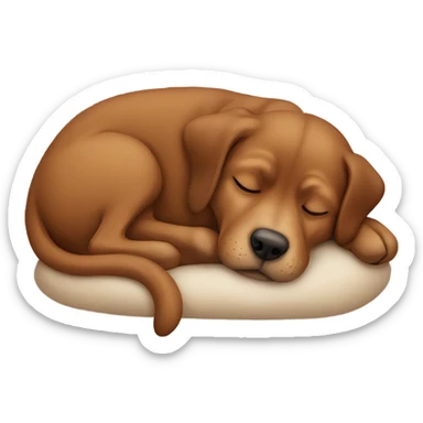 Brown dog sleeping curled up sticker