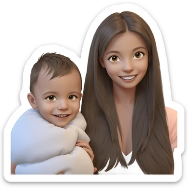 smiling girl with boy sticker