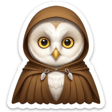 white barn owl in brown cloak sticker