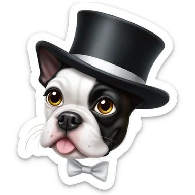 Boston terrier top hat sticker