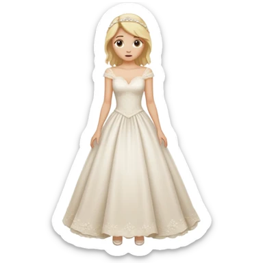 woman teared wedding dress standing on foot sticker