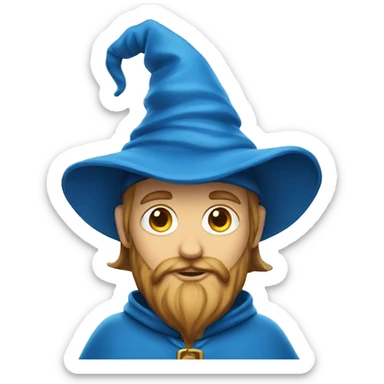 A wizard in a blue raincoat and a blue pointed hat sticker