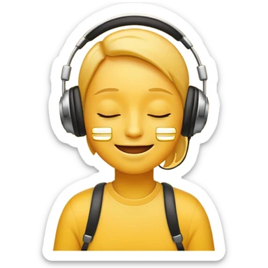 chill emoji with headphones, eyes closed, enjoying music sticker