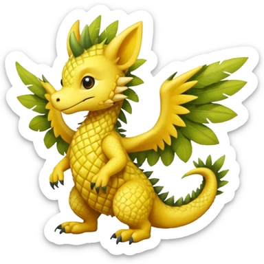 Mango-Pineapple-Kiwi-themed "Dutch Angel Dragon"-"Vernid"-"Trico"-furry-Fakémon-hybrid-creature (full body) sticker