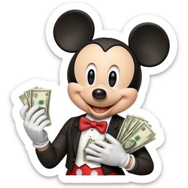 mickey mouse  with cash  sticker