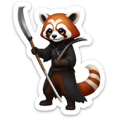 red panda as reaper with scythe sticker