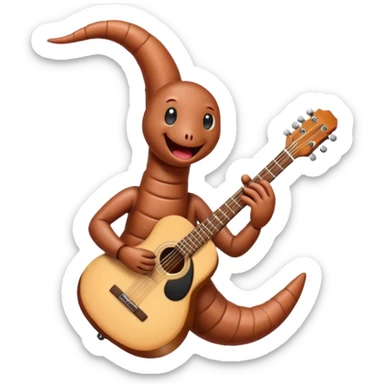 earthworm playing guitar sticker