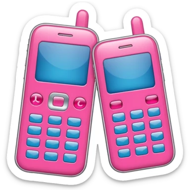 two pink cellphones switching with each other sticker