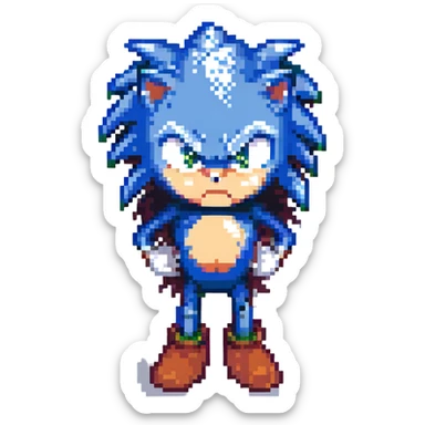 Sonic the Hedgehog with an angry expression sticker