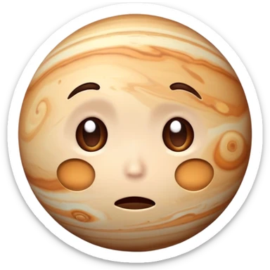 Jupiter planet with a cute sad face, teary eyes sticker