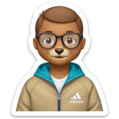 I need a weasel with glasses in an adidas jacket sticker