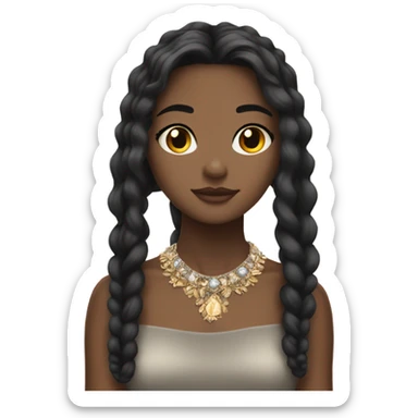 black-haired girl looking down at blonde girl with jewelry sticker