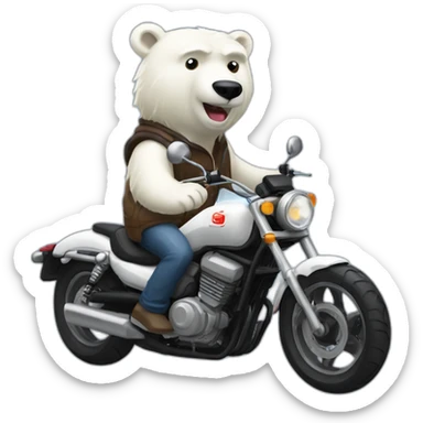 polar bear riding a honda rebel sticker