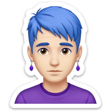 blue haired man with purple earrings sticker