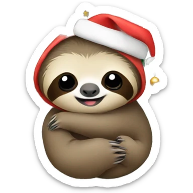 Baby sloth hugging a christmas tree sticker