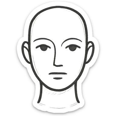 grey mannequin face, slightly stylized, smooth features sticker