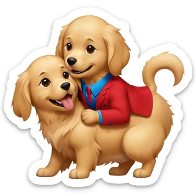 Golden retriever, biting Spider-Man on the butt sticker