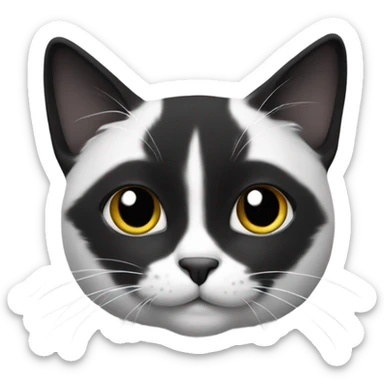 Cat black and white sit down  sticker