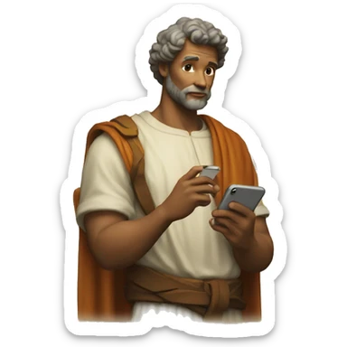 michelangelo holding an iphone sticker