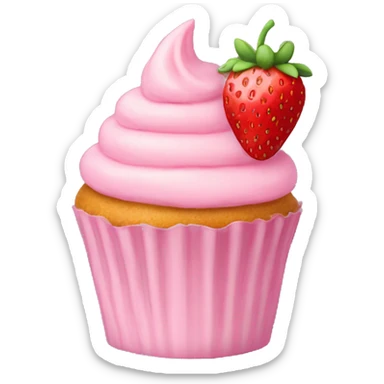 birthday pastel pink strawberry capcake  sticker