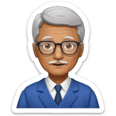 old male Librarian in foreign countries with glasses and librarian uniform sticker