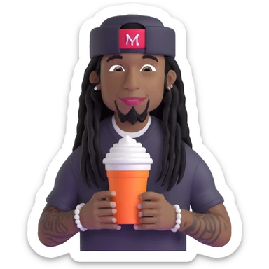 lil wayne holding a double styrofoam cup with one cup stacked inside another sticker
