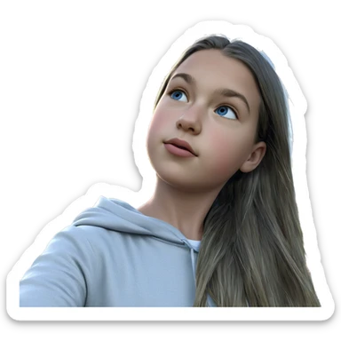 girl in nature under blue sky sticker