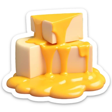 a head of cheese lying on melted butter sticker