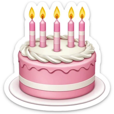 torta de cumpleaños rosa y blanca  linda  que tenga velitas sticker