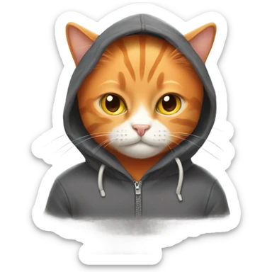 Orange cat with hoodie on sticker