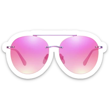 Y2K iridescent pink frameless sunglasses, cyber aesthetic, transparent gradient lens, futuristic sticker