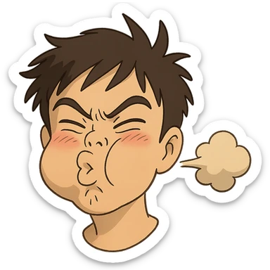 ghibli style farting face sticker
