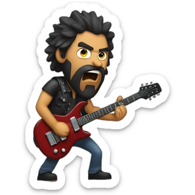 angry Gipsy guy with beard playing electric guitar sticker