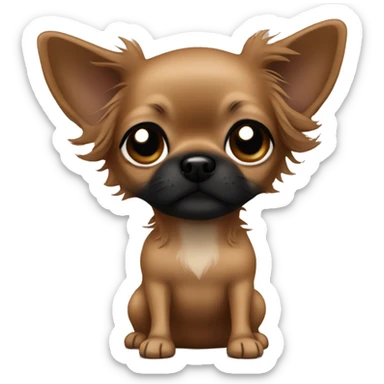 all brown long haired chihuahua with black muzzle sticker