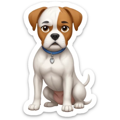 White boxer dog sticker