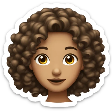 pretty tan girl with curly hair, long lashes and really dark brown sticker