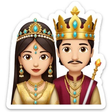 Indian king and queen with lighter skin tone and dark hair color sticker