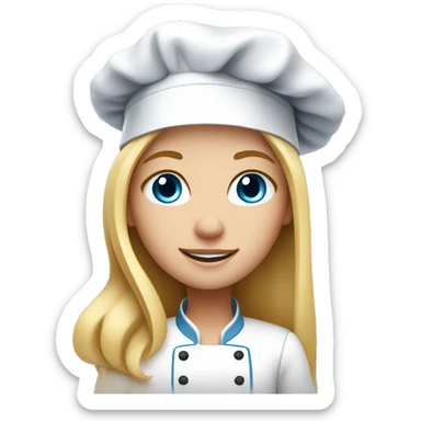 girl chef with long blonde hair blue eyes and chef hat sticker