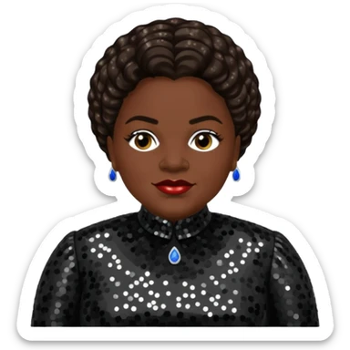 Mary McLeod Bethune with dark brown hair, black sequin outfit  sticker