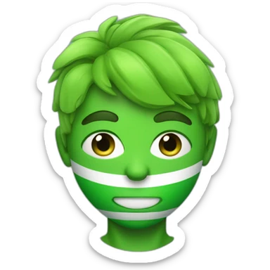 Little guy soccer mascot dressed in green with penacho and green lines under eyes sticker