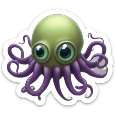 A beholder with one large central eye and several long tentacles, some of which have smaller eyes sticker