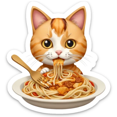 A cat that eating spaghetti sticker