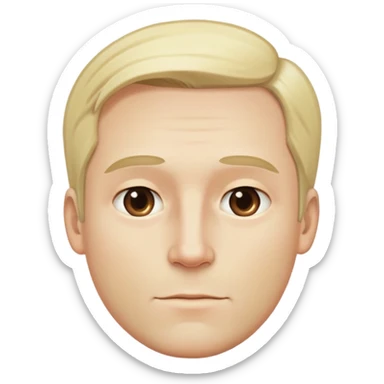 Đàn ông, mặt to, tóc vàng nhạt rất ít tóc cằm dài, mặt đầy đặn trán cao sticker
