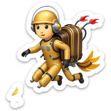 Erstelle mir einen Fallschirmspringer im emoji style mit einem Motor hinten dran  sticker