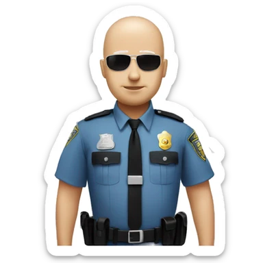 A White Police man bald with Big ANGEL WINGS sticker