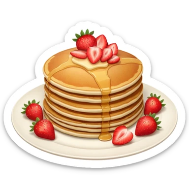 Pancakes with strawberries in a plate sticker
